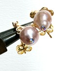 パール乗りニャンコピアス　きらりと光るスワロフスキー付き