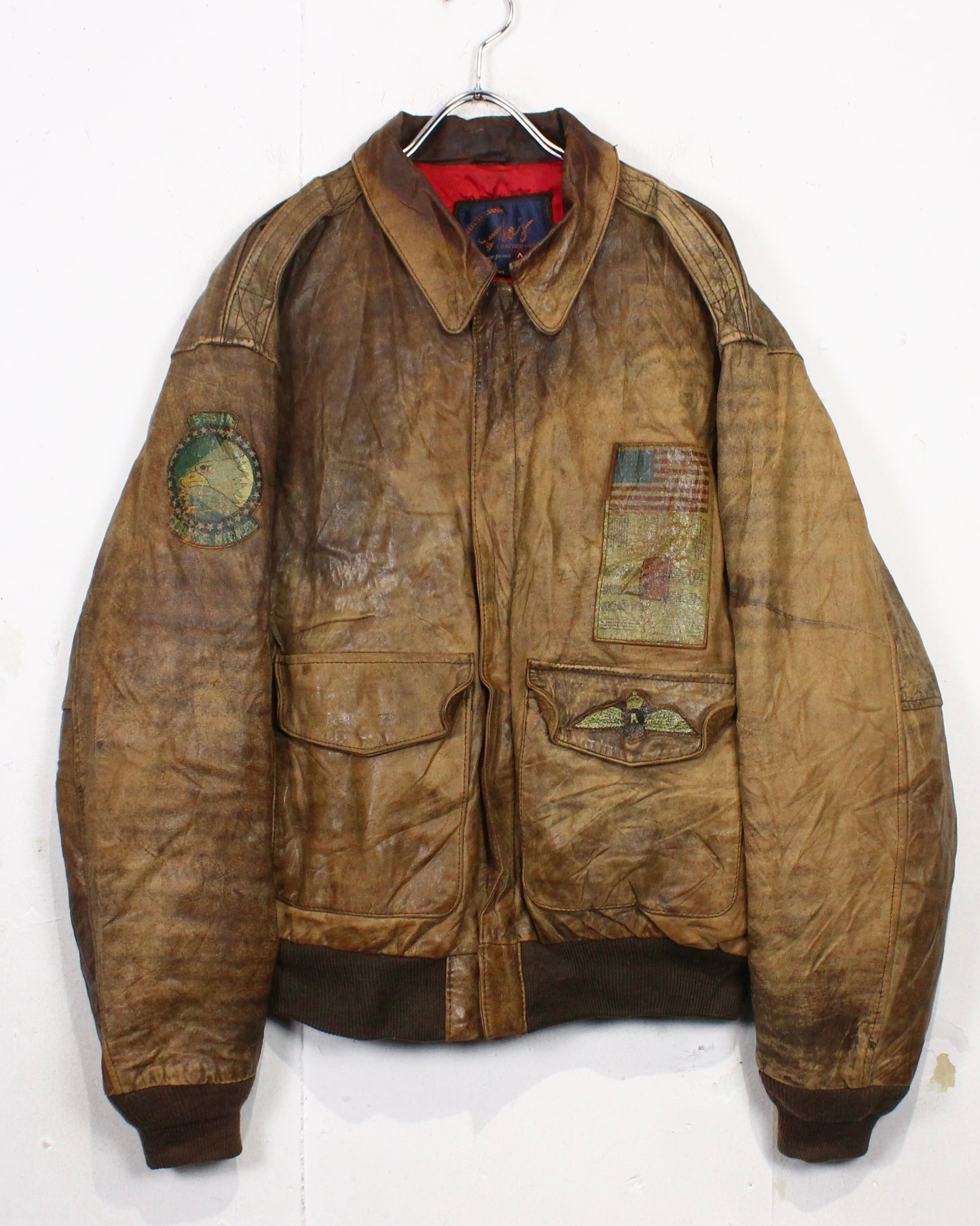 Caka act2】Special Aging Vintage A-2 Leather Flight Jacket | Caka