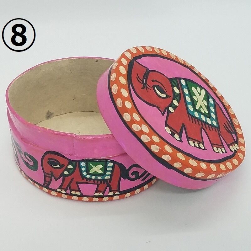 ネパール雑貨】ミティラーオーバルボックス 柄全10種 /海外雑貨