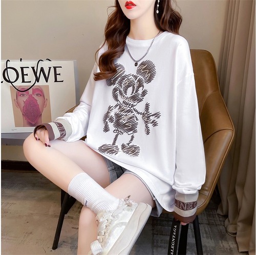 【秋冬新作】ファッションＴシャツ♪ホワイト/ブラウン2色展開◆#sebotv-2k96177