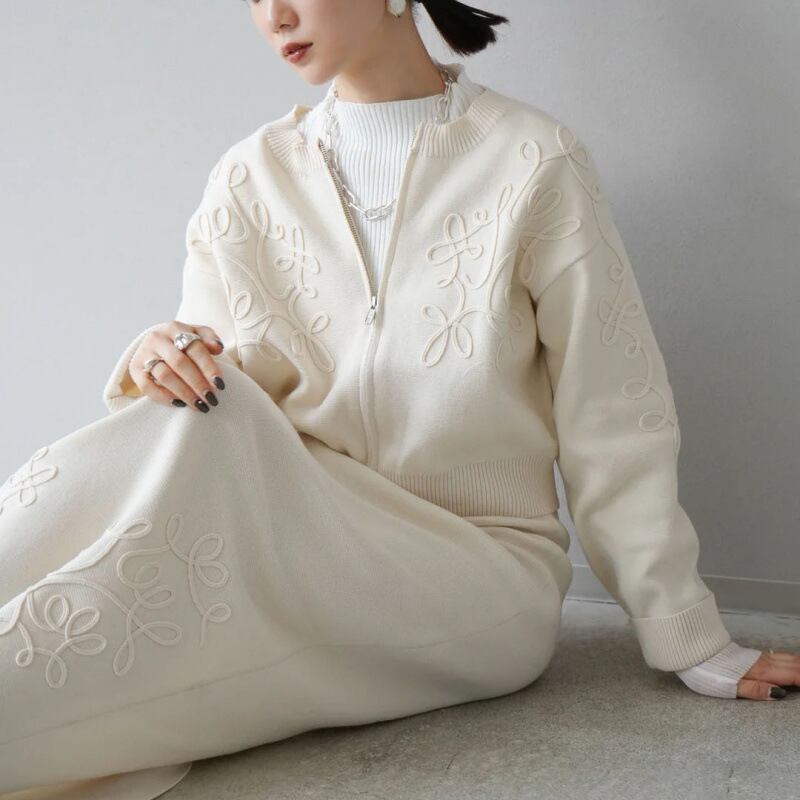 【set】ノーカラーショートジャケット×ロングスカートセット N2751