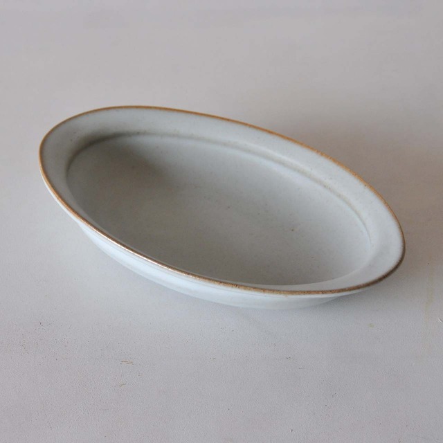 中林範夫（さんちゃ窯）白楕円パスタ皿（015）