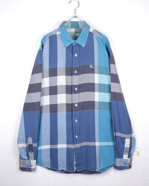 【Caka act2】"Burberry Brit" Giant Check Pattern Vintage Button Down Shirt