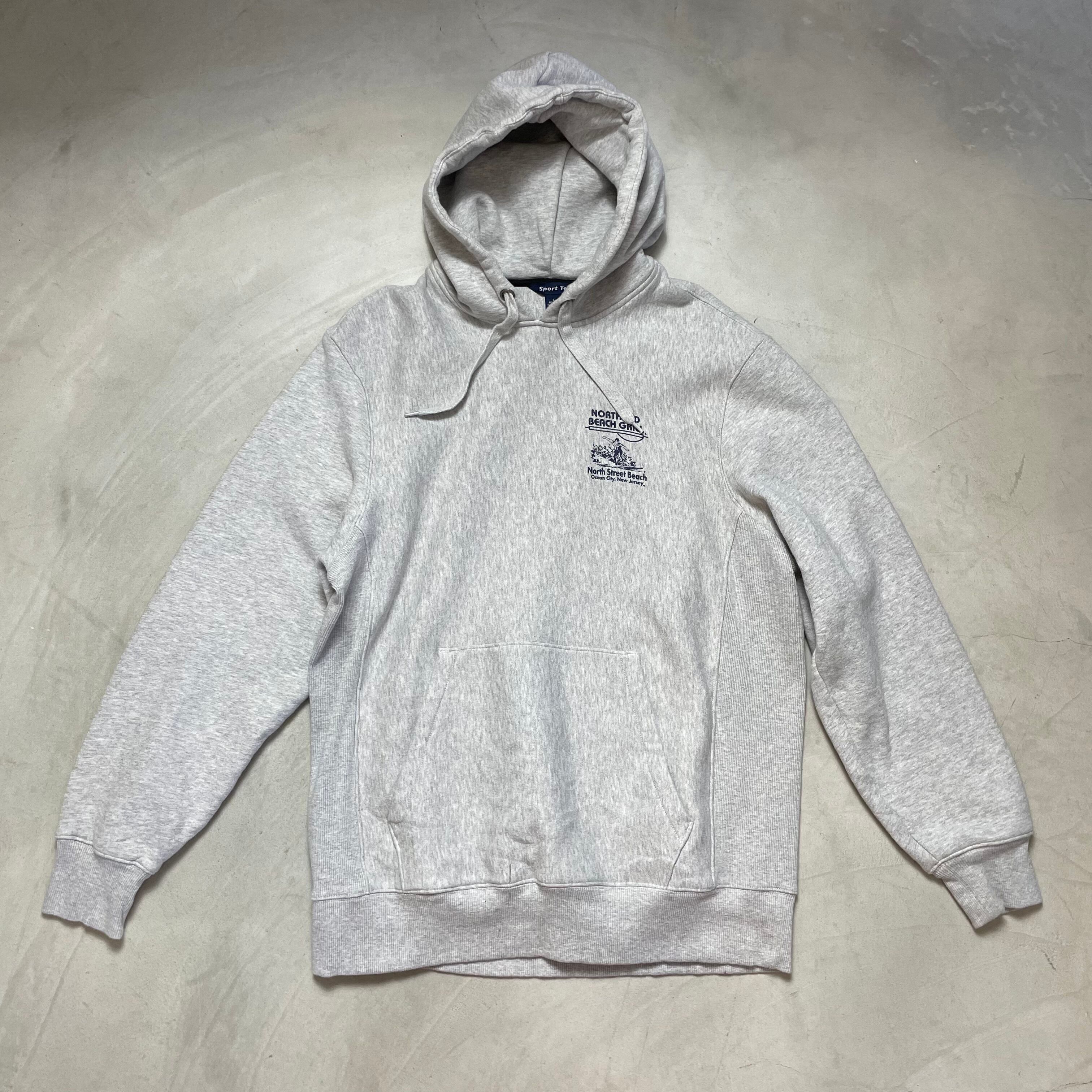 sport tek リバースウィーブ プリントロゴ プルオーバーパーカー スウェット パーカー メンズ L 古着 グレー【パーカー】