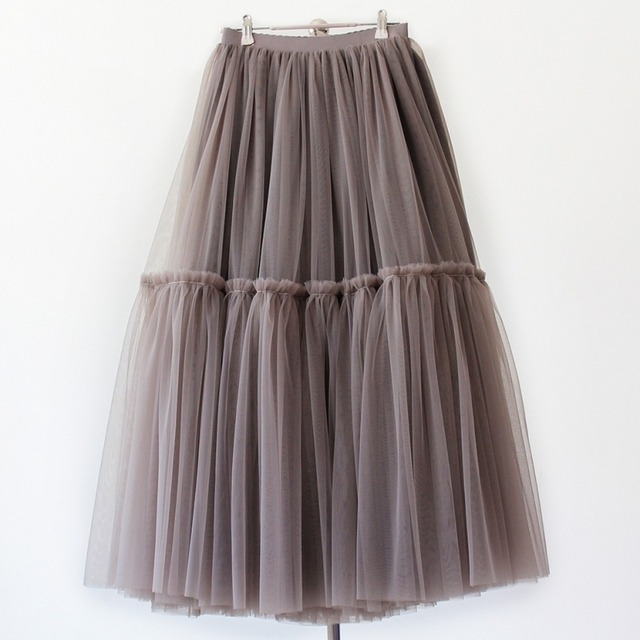 全4色/Tiered tulle long skirt　M4145