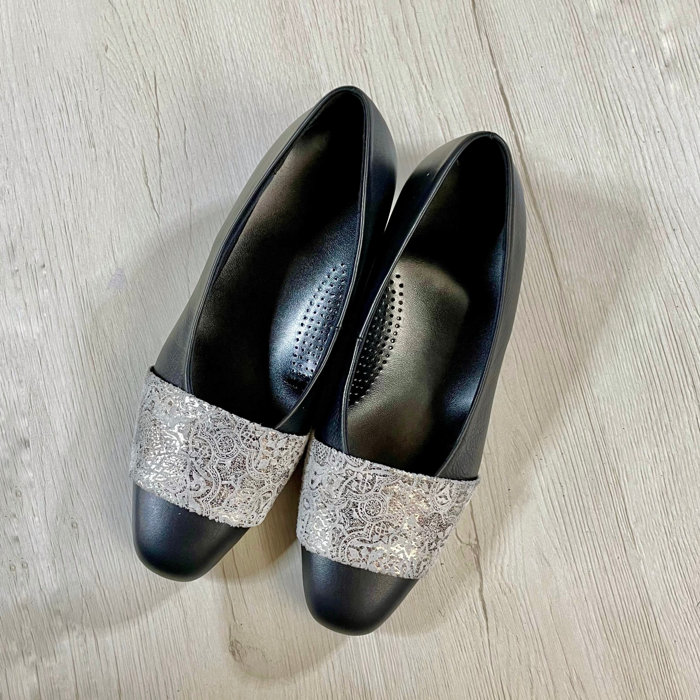 モザイク柄スクエアトゥパンプス