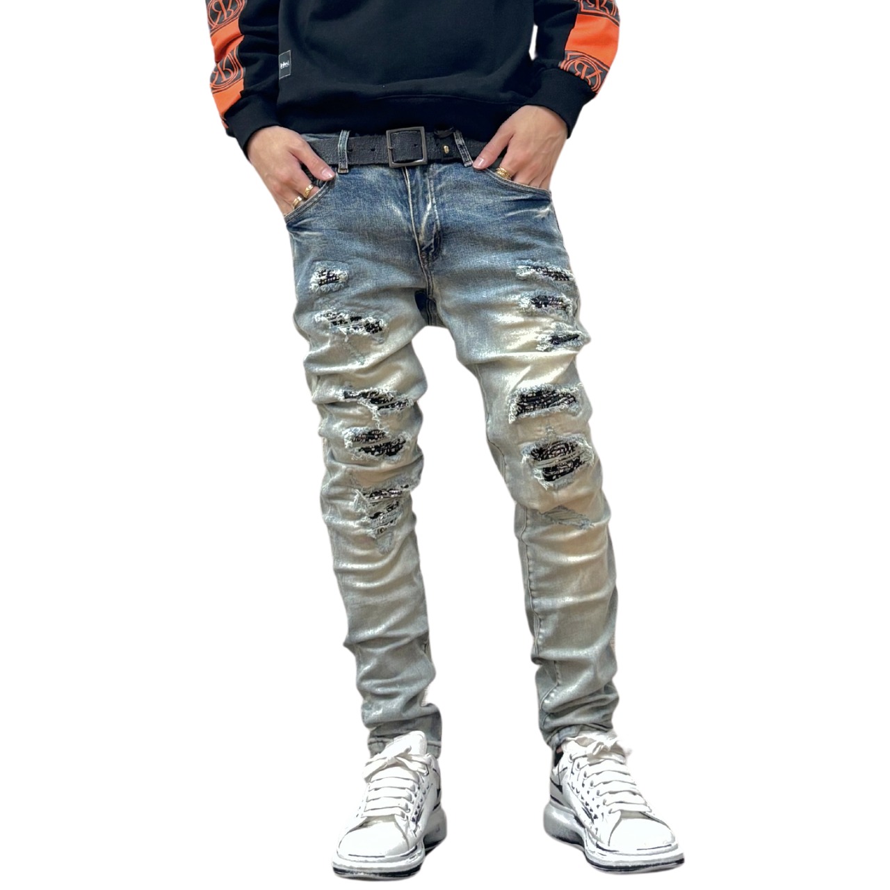 high street damage paisley denim【ES002】 - 3