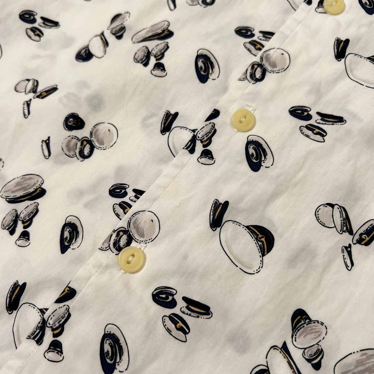 90s ビンテージ NAUTICA ノーティカ マリン帽 総柄 半袖シャツ L~XL程度 /メンズ/ホワイト