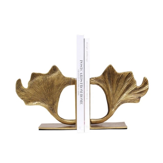 ゴールドジャンゴブックエンド/ブックスタンド イチョウ ブックエンド 本立て イチョウ オブジェ 置物