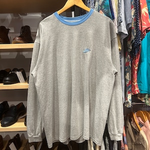 1990s NIKE LOGO L/S T-SHIRT GRAY