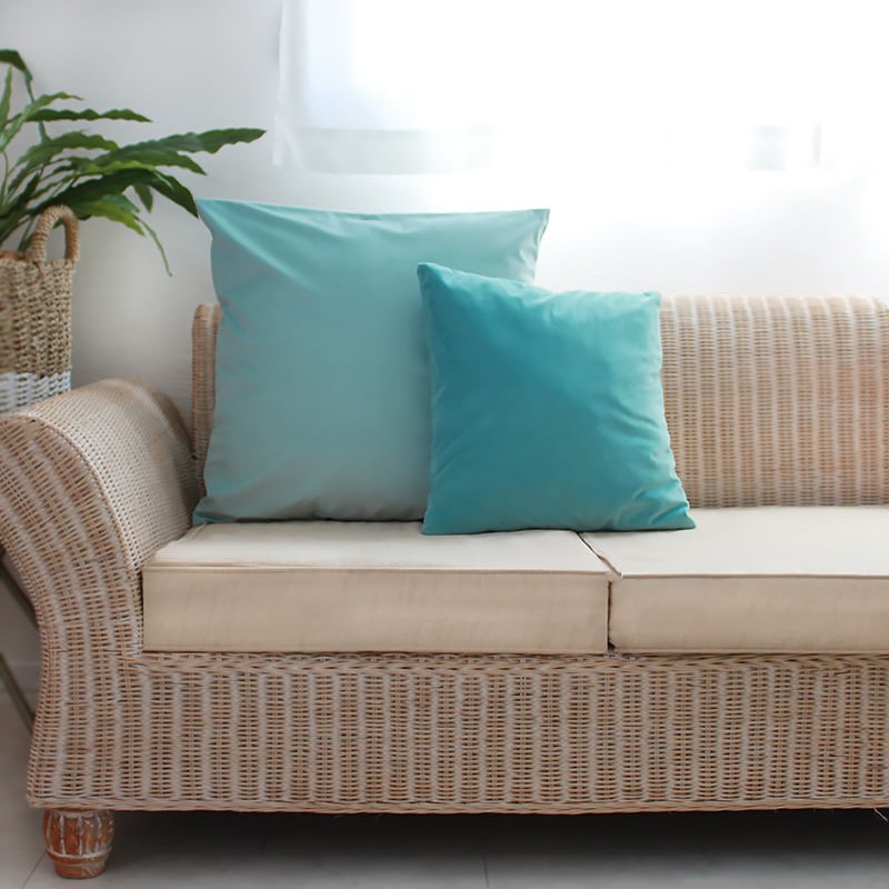 送料無料 【2枚セット】ベロア クッションカバー アクアブルー