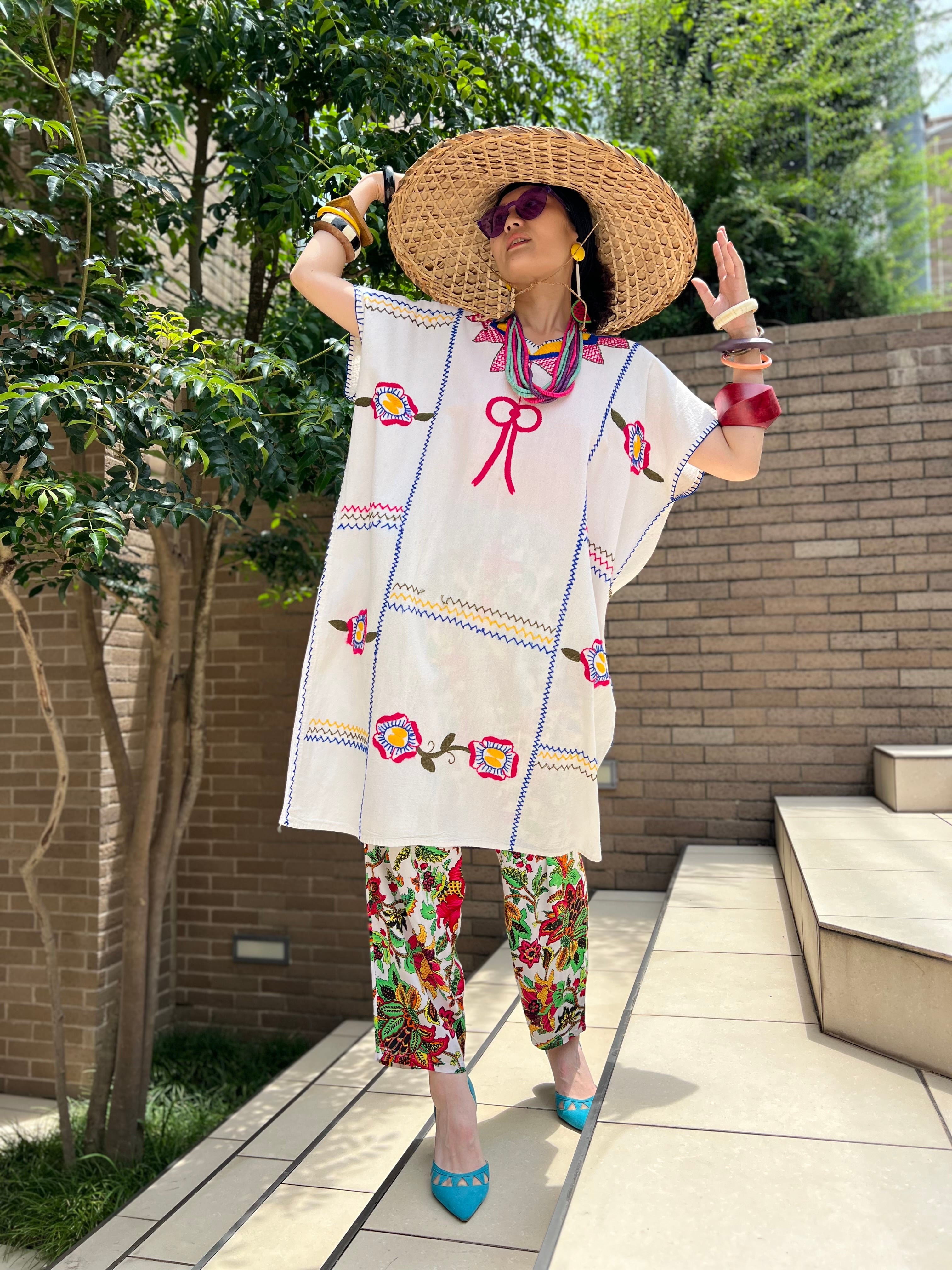 vintage コットン 刺繍 ワンピース 