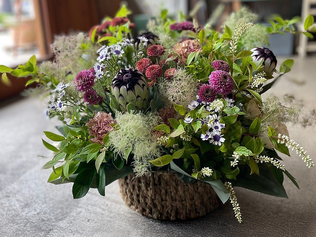 ホワイト＆グリーンアレンジ「ナチュラル」【アレンジメント】