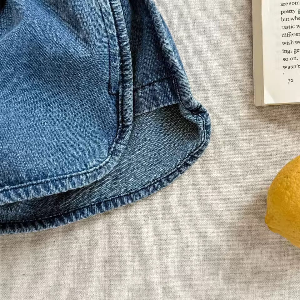 フロントタグデニムショートパンツ