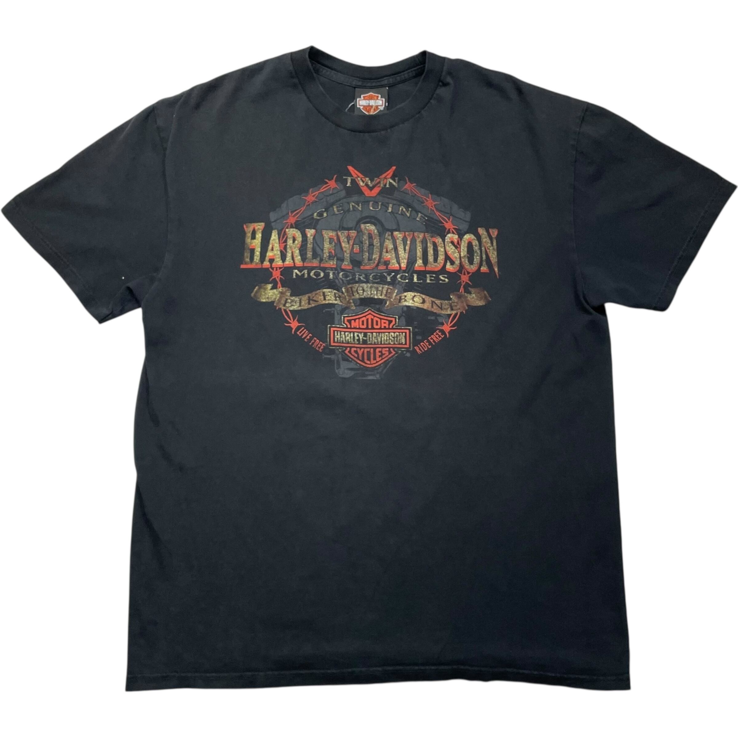 《XL》 Harley-Davidson ハーレーダビッドソン Tシャツ スカル プリント ブラック no.8433