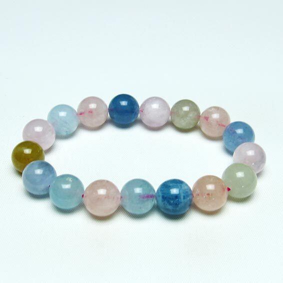 ミックスカラーベリル ブレスレット 11mm 一点物 メール便可 [M便 1/10] 111-30235