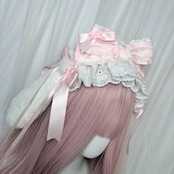 ♡ 【全4色】Milky bunny ぽんぽんリボン うさみみフリルレースヘッドドレス light blue ♡