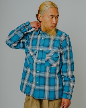 Heavy Flannel L/S Shirt｜SAX×BRN×WHT