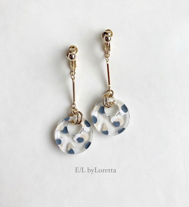 Art mix color circle stick pierce/earring(Blue Mix) [cc]