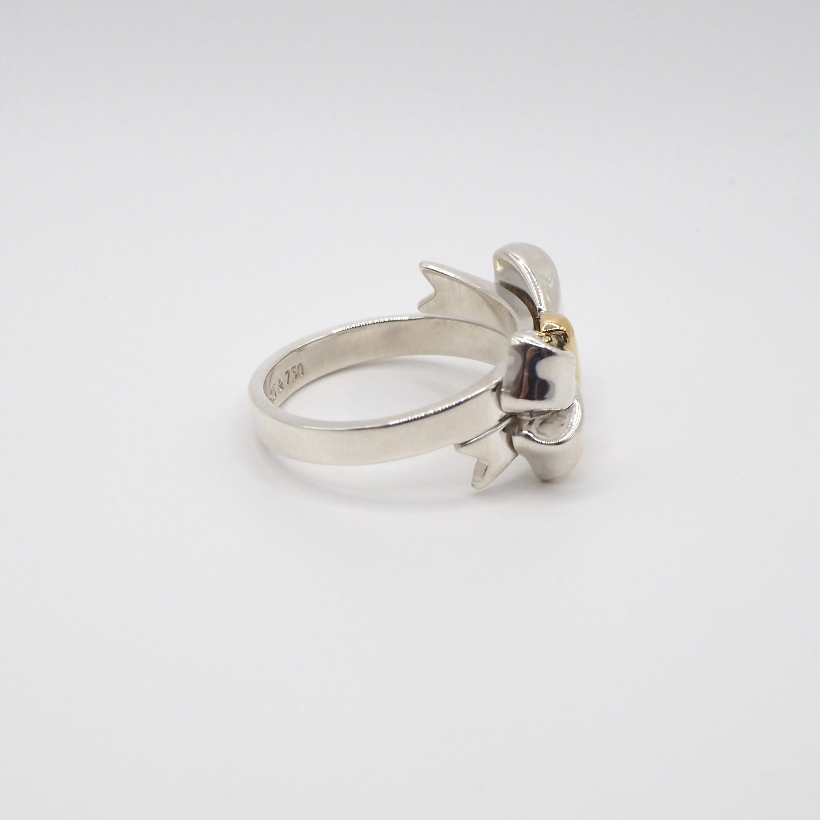 Tiffany&Co. 約12号 リボン リング シルバー925 K18 ティファニー