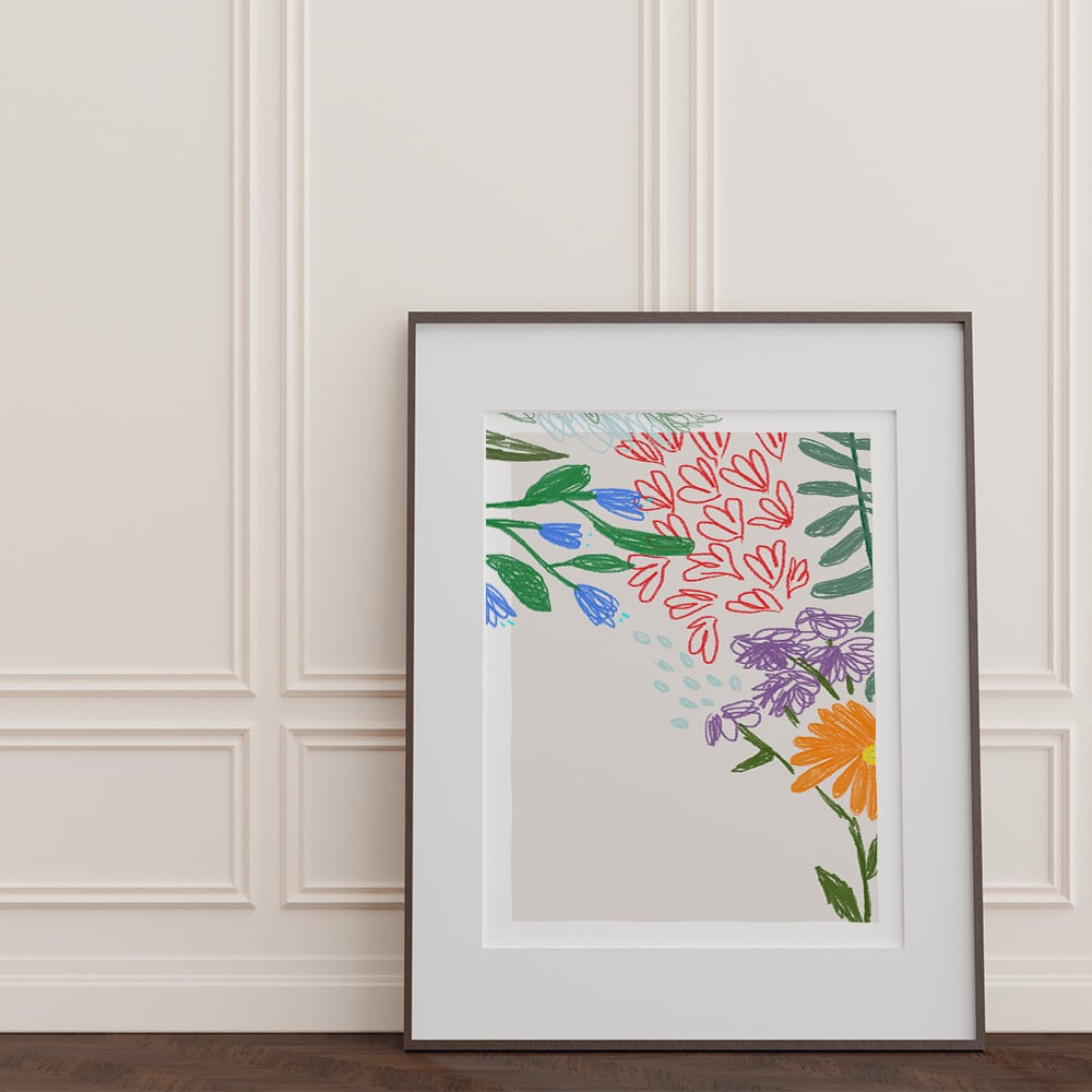 抽象画(画材クレヨン) クレヨン画 抽象画 多色使い 匿名配送 葉書サイズ 上質紙