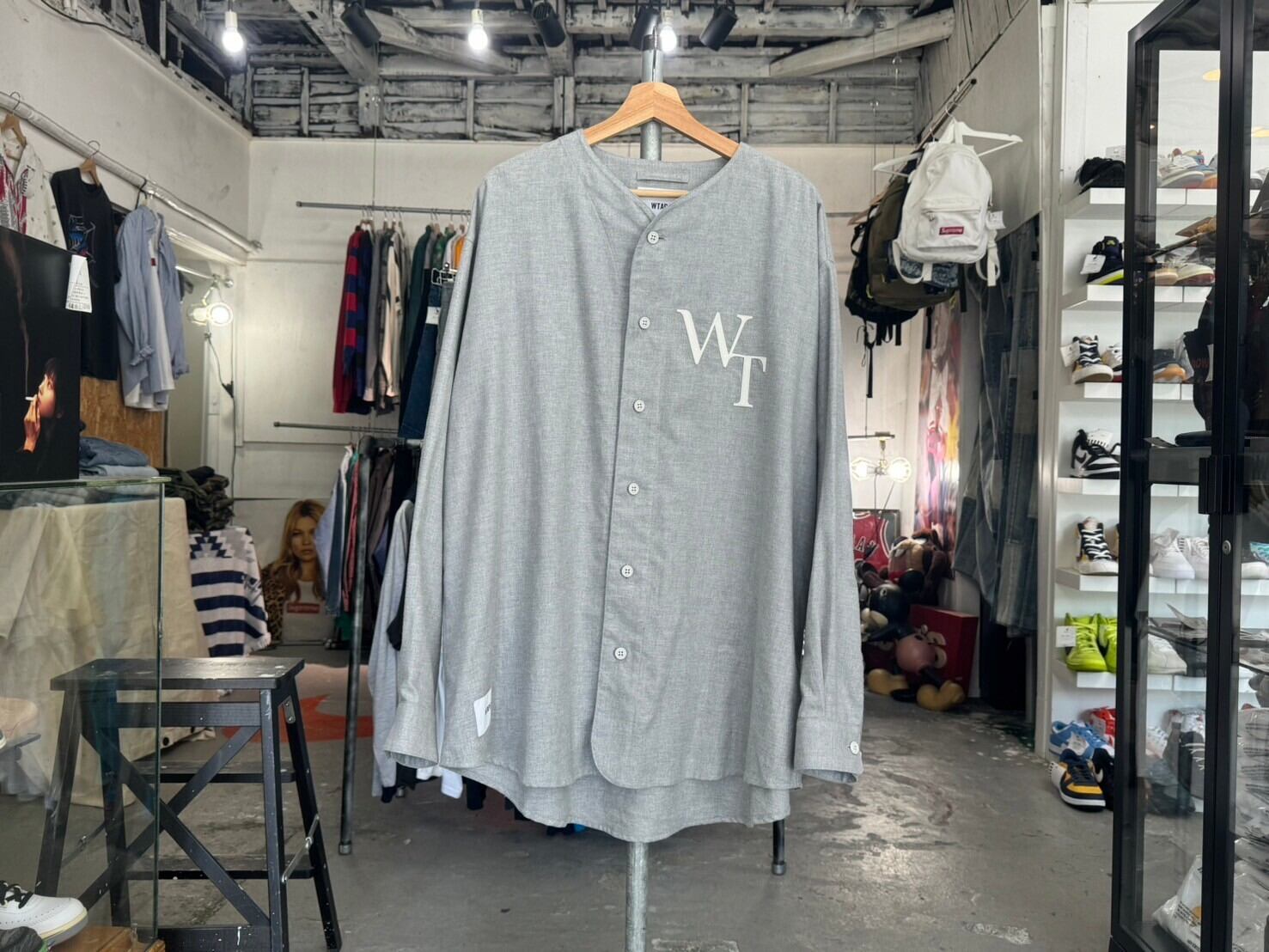 WTAPS LEAGUE LS SHRIT COTTON TWILL GREY 04 231TQDT-SHM07 92709  