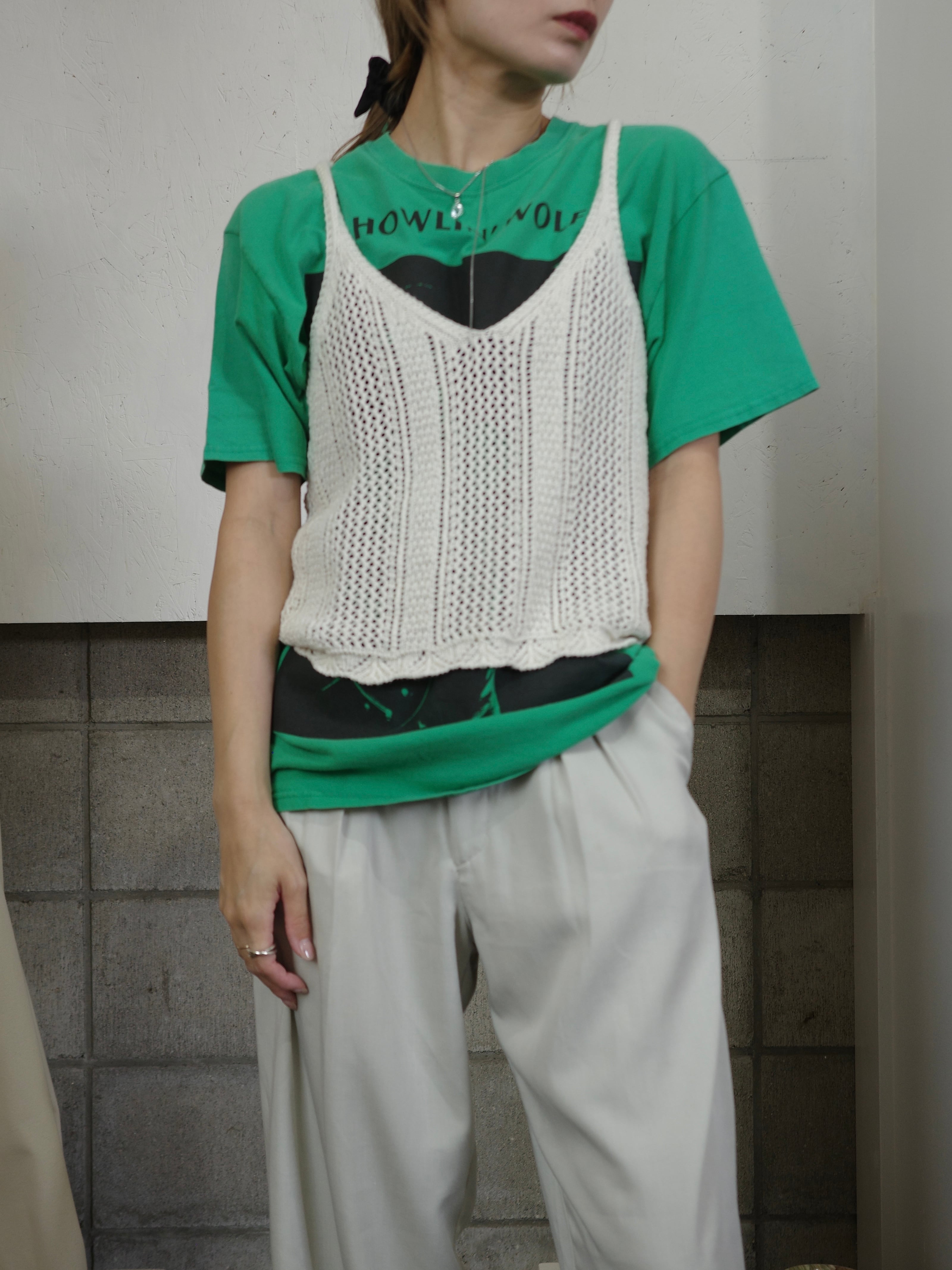 〈vintage〉ivory crochet tank