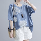 木目調プリントフロントボタン シャツ 30221