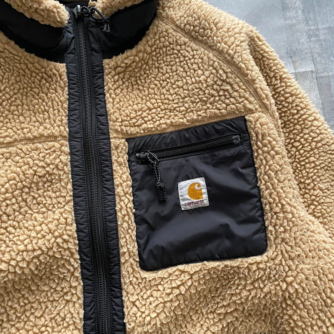 carhartt wip カーハート ラベルロゴ ベージュ ボアフリースジャケット 