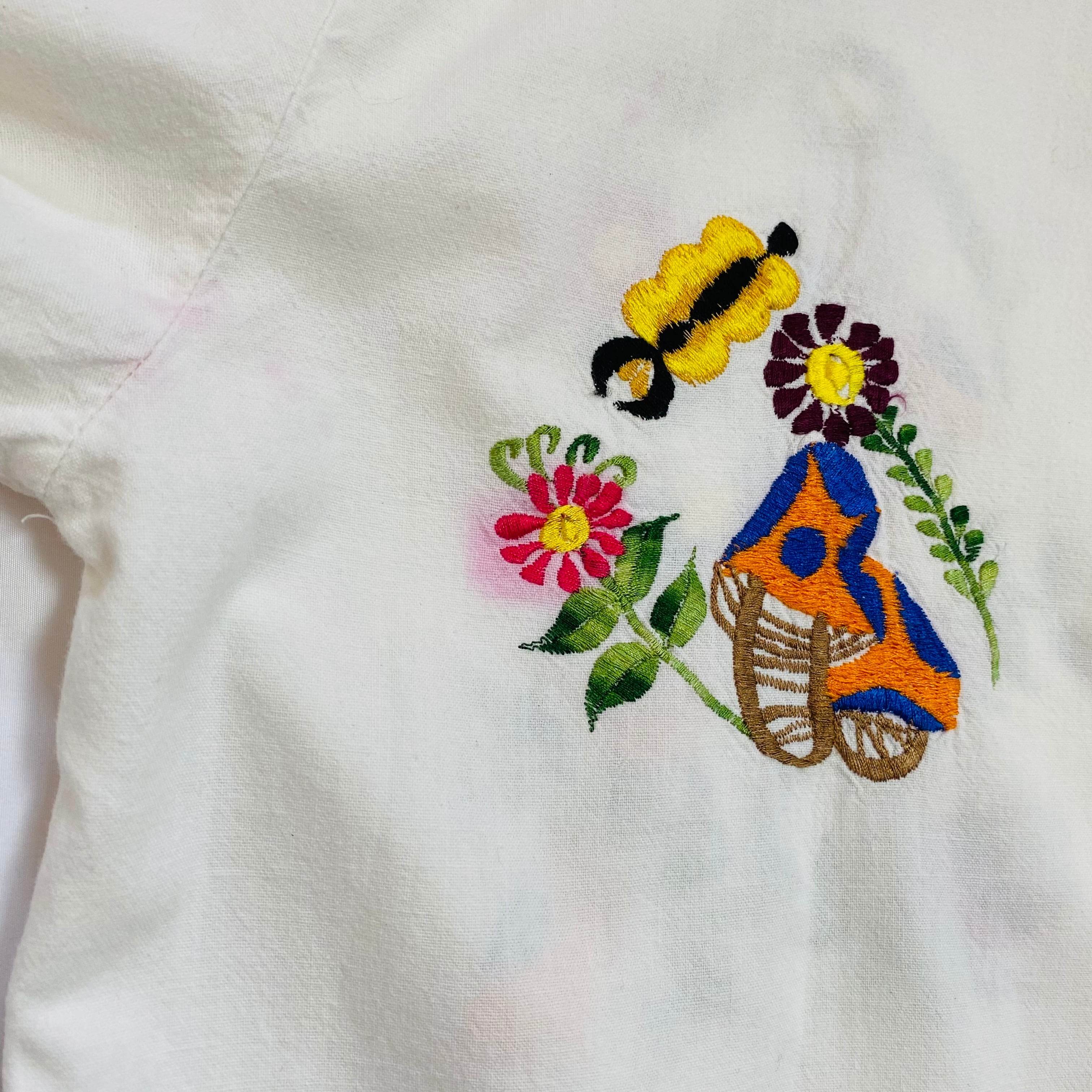 Mexico vintage embroidery shirt ／古着 キノコの花 刺繍 シャツ | GARDEN