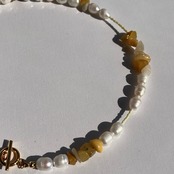 [ イエロージェイド ] 淡水パール　2wayネックレス［GSN051］