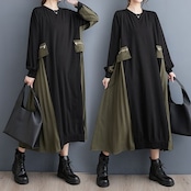 サイドプリーツ ロングワンピース 00063