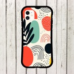 受注生産 iPhoneケース 大きな丸と植物のポップ抽象｜レトロポップ PABS057A