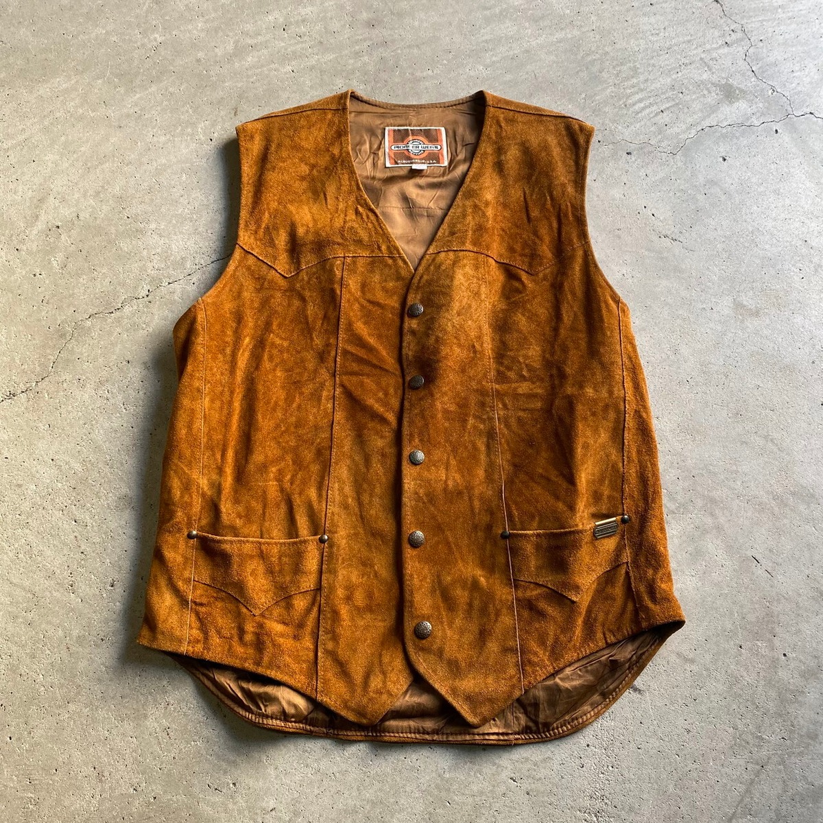 70年代 PIONEER WEAR スエードレザーベスト メンズM-L相当 古着 70s 
