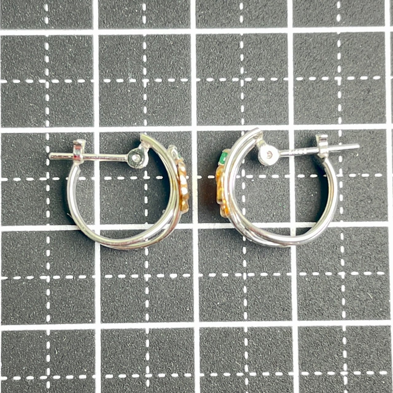 K14WGK18コンビ エメラルドフープデザインピアス 直径12mm EP-5470