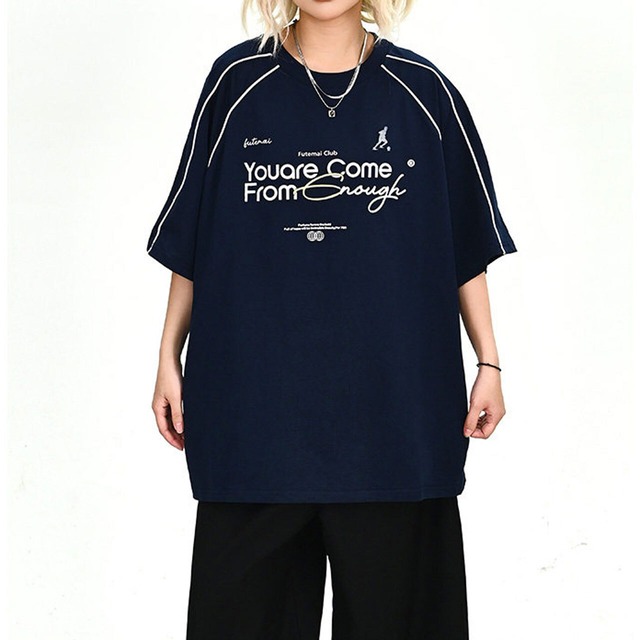 フットボールグラフィックパイピングラグランTシャツ 2col   R02039