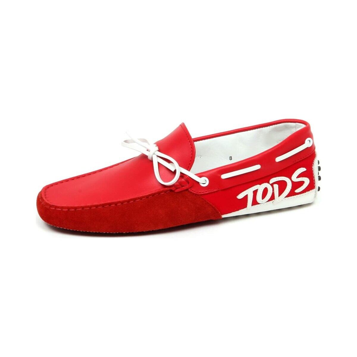 TOD'S トッズ メンズ ローファー レザー・ファブリック レッド