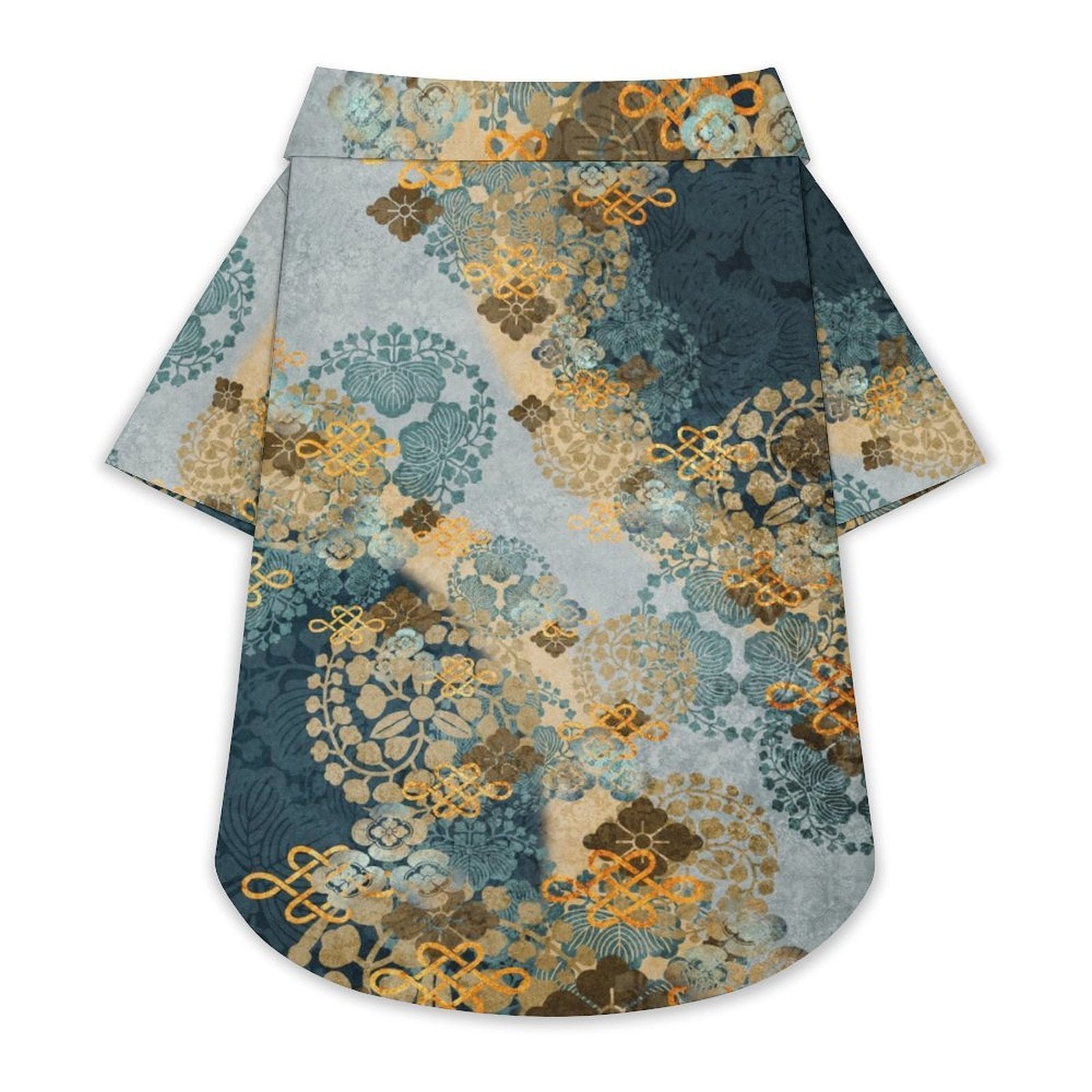 和紋様装飾　褐返月白色　犬猫用アロハシャツ