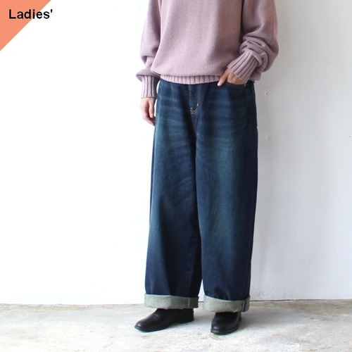 sasanqua by trees 12ozワイドデニムパンツ Volume Denim　（Dark Blue）