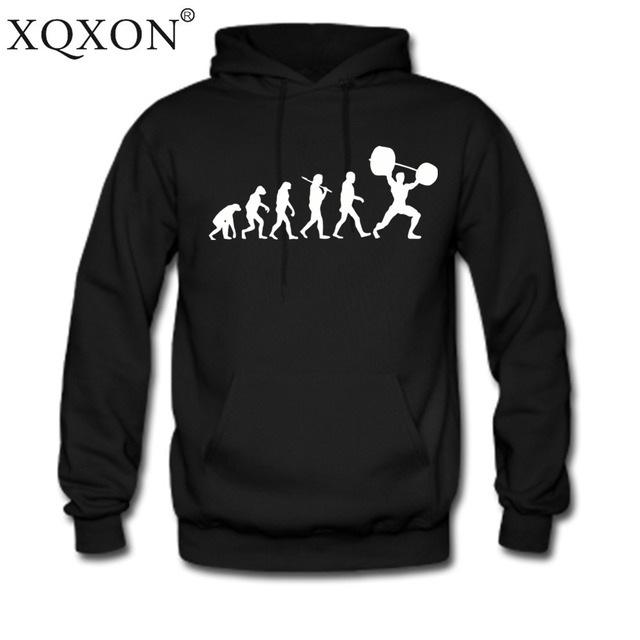 Xqxon新しいデザインファッション進化重量挙げプリント男性thinhoodedパーカートレーナーh24