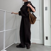 裏起毛ハーフZIPショート丈PK/ダークブラウン