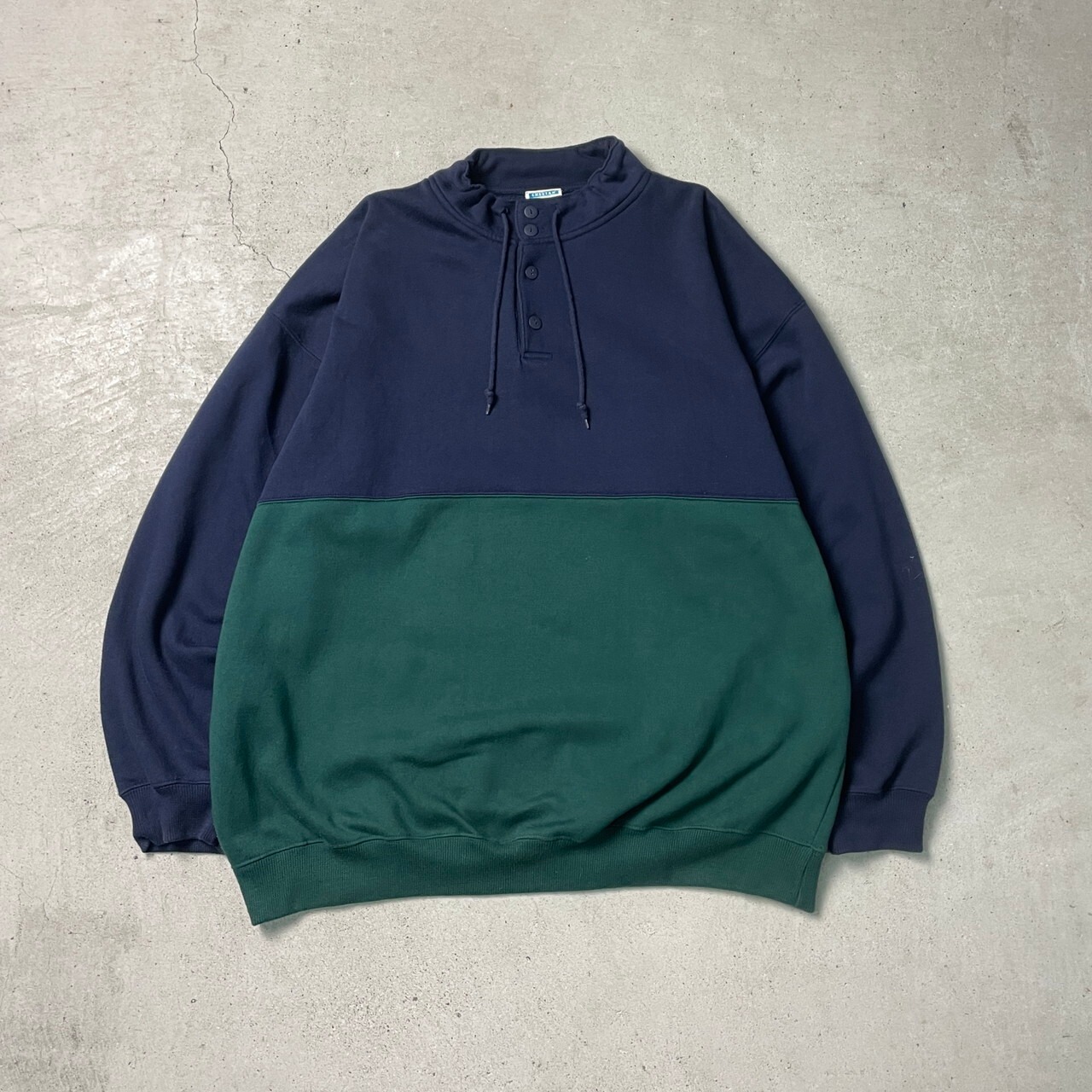 90年代 CHEETAH ハイネックスウェットシャツ ハーフボタン メンズ2XL 