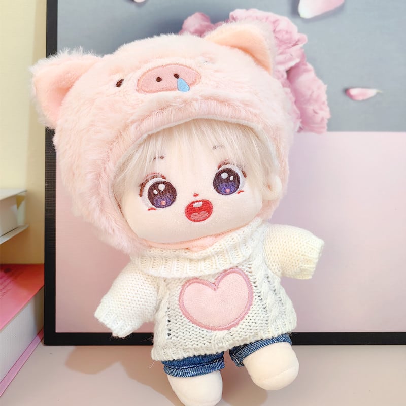 20cmぬいぐるみ用 カジュアル ハート刺繍セーター＋デニムパンツ＋
