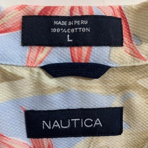 8688 NAUTICA 半袖シャツ ハワイアン花柄シャツ L
