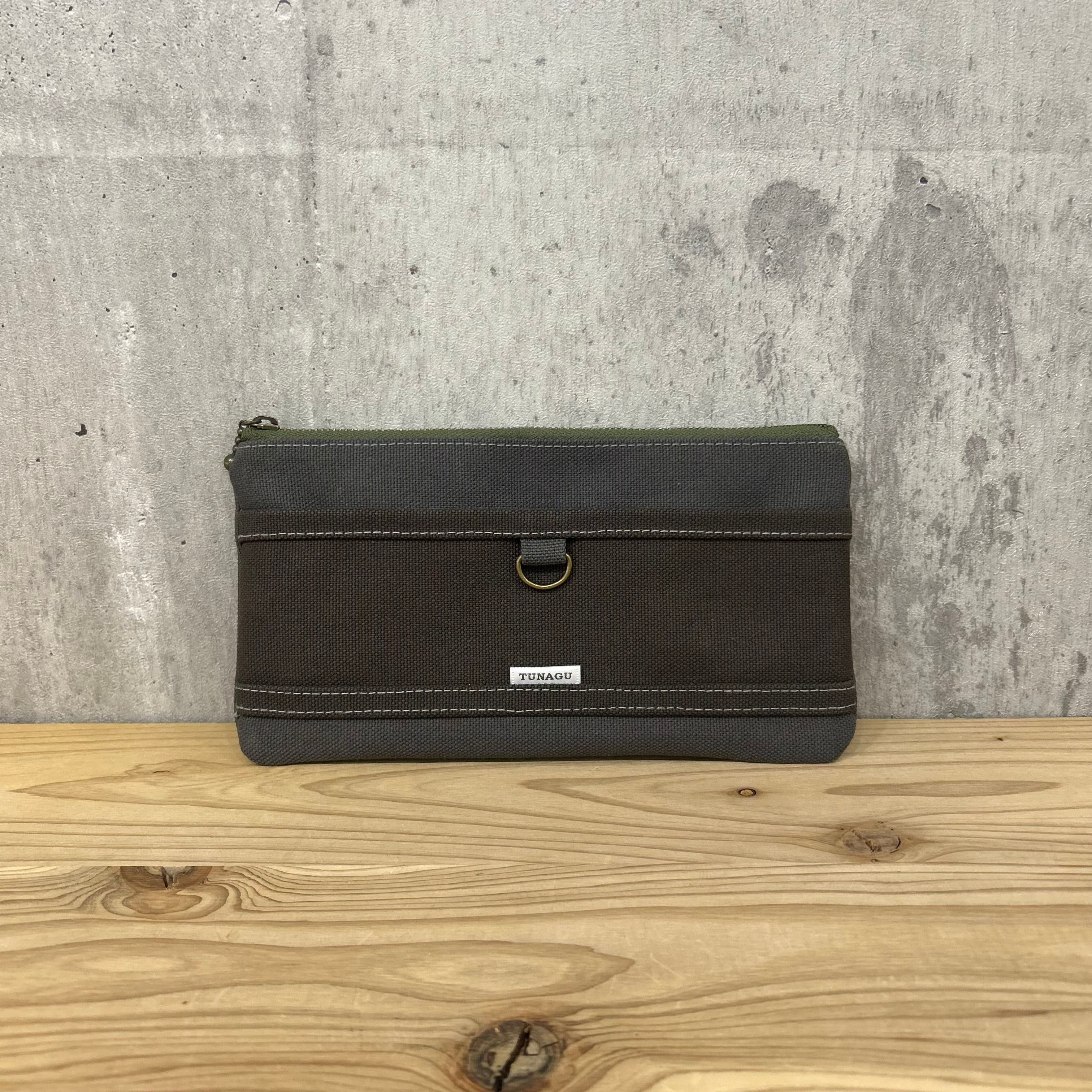 ▼Mulch Wallet pouch 【アスファルトグレー×濃茶】