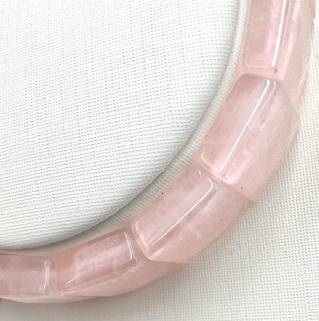 (00610)マダガスカル産　ローズクォーツ　多面スクエアカットM　バングル　12mm　Rose quartz　紅水晶　紅石英　薔薇石英　 ブレスレット