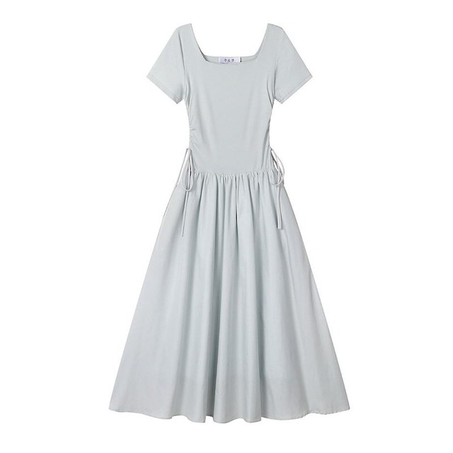 全3色/Drawstring waist flare dress　M720