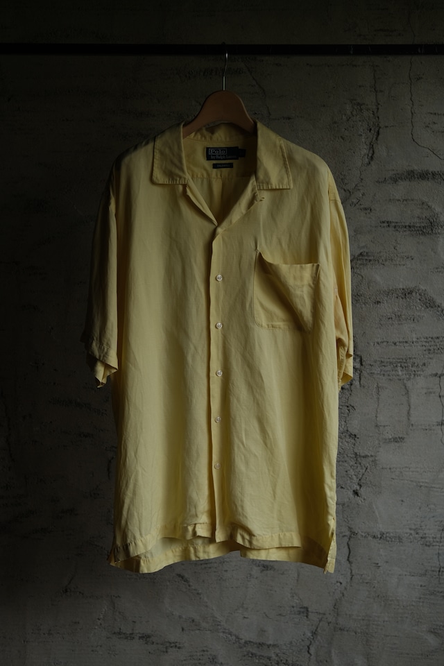 OK/90's "Polo by Ralph Lauren" CALDWELL silk linen open collar shirt/yellow