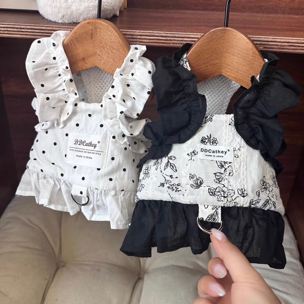 花柄プリントブラックフリルハーネス 00417