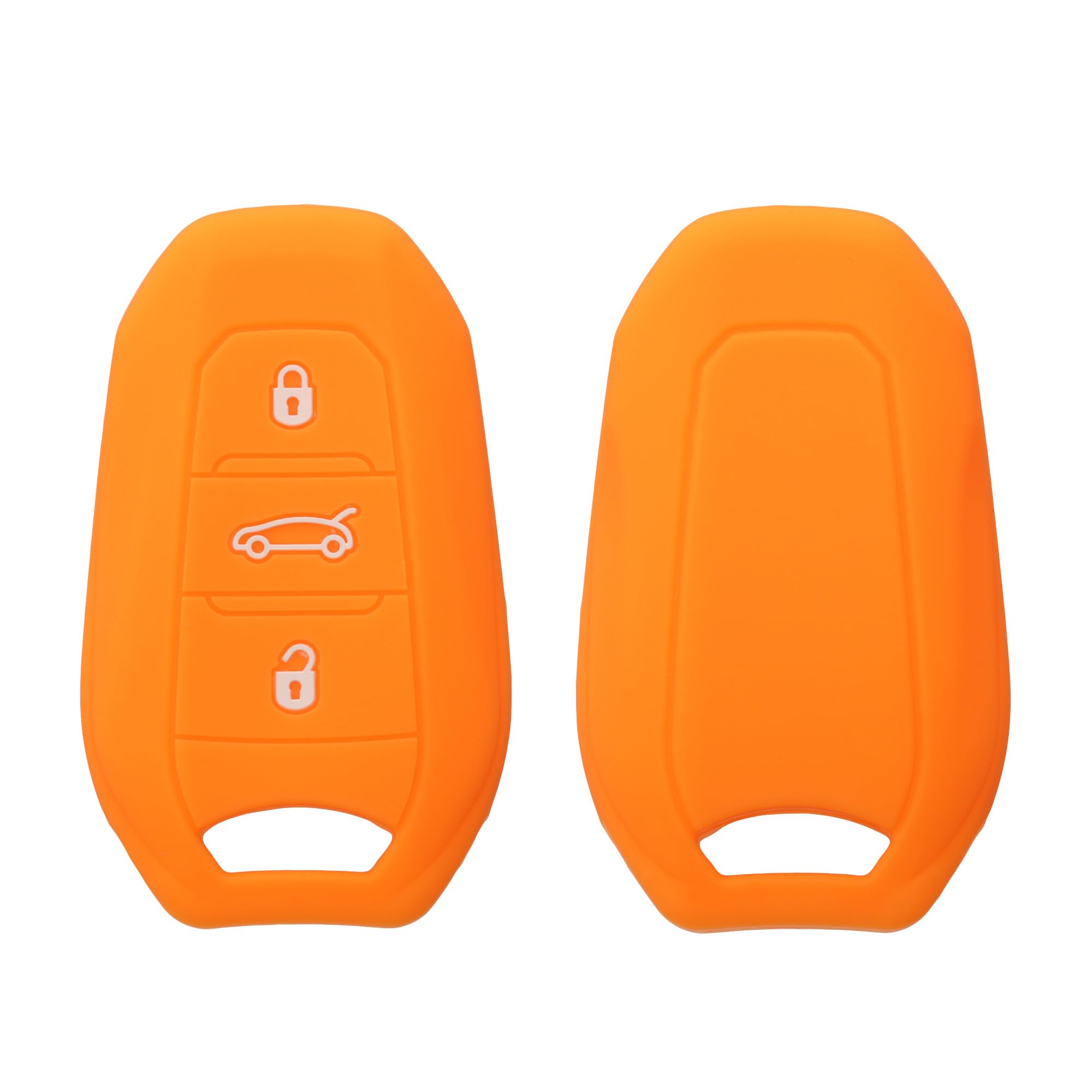 【新着特価】kwmobile Peugeot Citroen 3-ボタン 車のキー Smartkey (Keyless Go 対応機種のみ) 対応 ケース - シリコン キーケース 落下防止 車鍵 - 鍵ケース フルーティー オレンジ